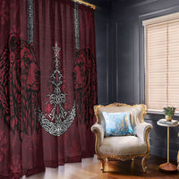 Burgundy Viking Christmas Window Curtain Tree Viking Xmas Bear Warrior