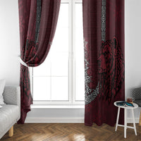 Burgundy Viking Christmas Window Curtain Tree Viking Xmas Bear Warrior