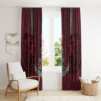 Burgundy Viking Christmas Window Curtain Tree Viking Xmas Bear Warrior