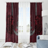 Burgundy Viking Christmas Window Curtain Tree Viking Xmas Bear Warrior