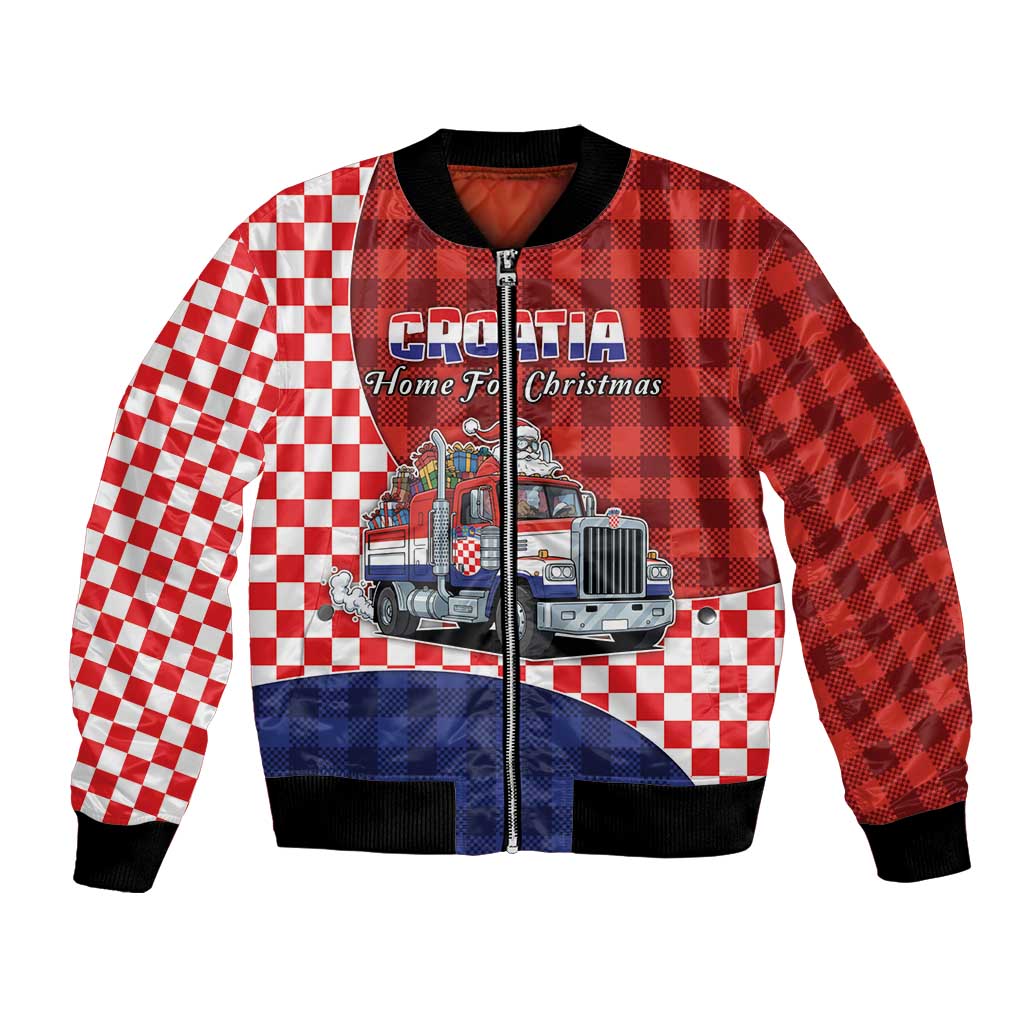 Croatia Christmas Bomber Jacket Santa Claus Drives Home With Gifts - Wonder Print Shop