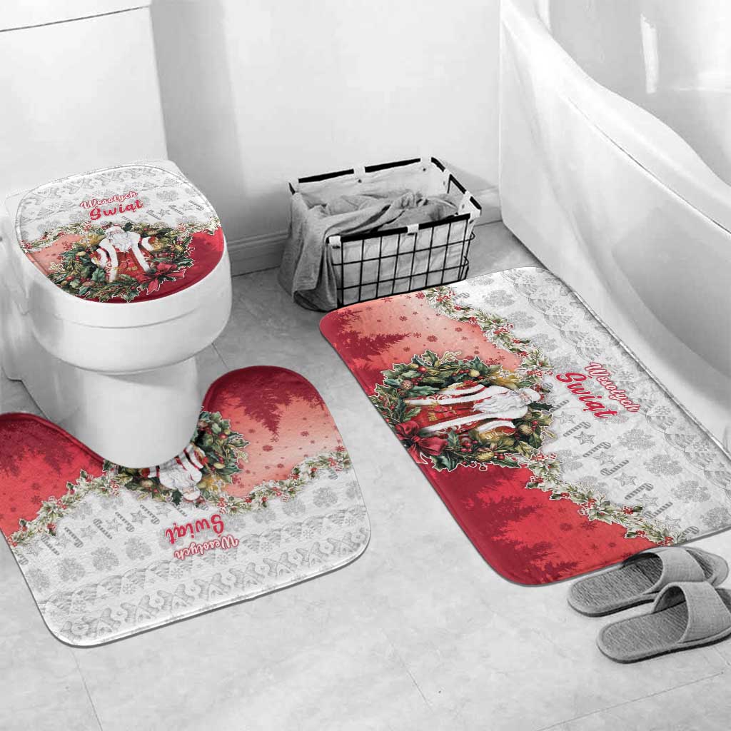 Poland Christmas Bathroom Set Dziadek Mroz With Wreath - Wonder Print Shop