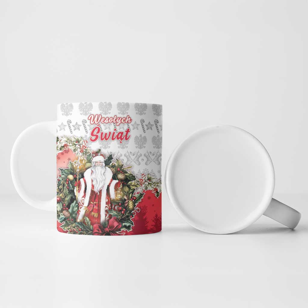 Poland Christmas Ceramic Mug Dziadek Mroz With Wreath - Wonder Print Shop