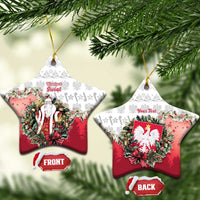 Personalized Poland Christmas Ceramic Ornament Dziadek Mroz With Wreath - Wonder Print Shop