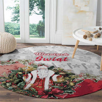 Poland Christmas Round Carpet Dziadek Mroz With Wreath - Wonder Print Shop