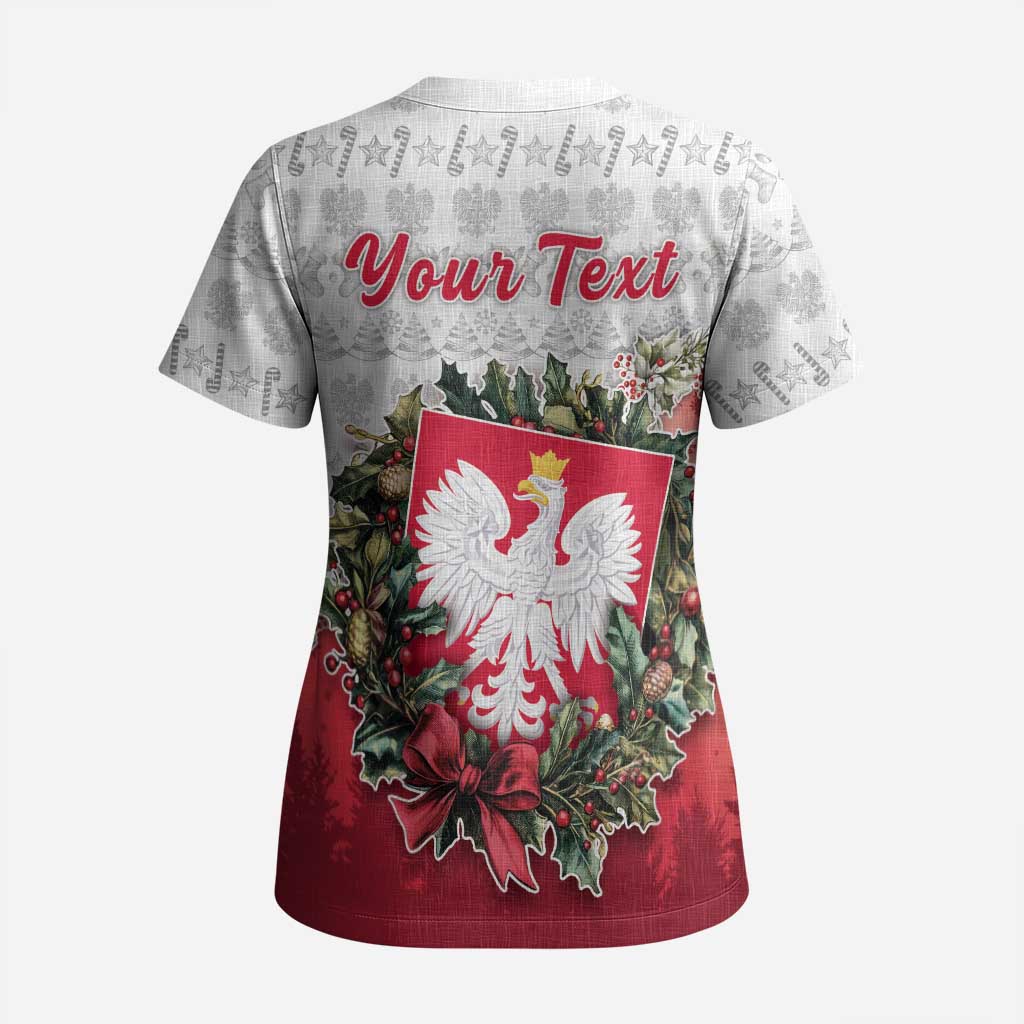 Poland Christmas Scrub Top Dziadek Mroz With Wreath - Wonder Print Shop