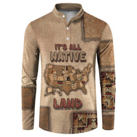 Native American Button Sweatshirt Retro Map Stitching Effect