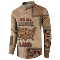 Native American Button Sweatshirt Retro Map Stitching Effect