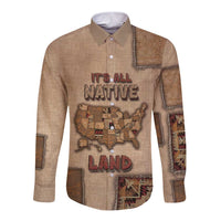 Native American Long Sleeve Button Shirt Retro Map Stitching Effect