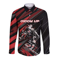Custom Horse Racing Long Sleeve Button Shirt Giddy Up