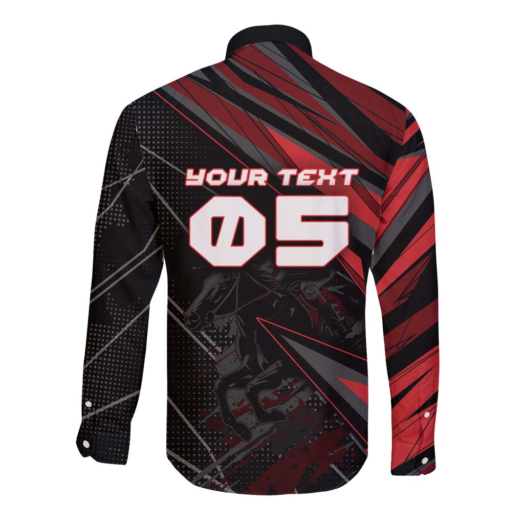 Custom Horse Racing Long Sleeve Button Shirt Giddy Up