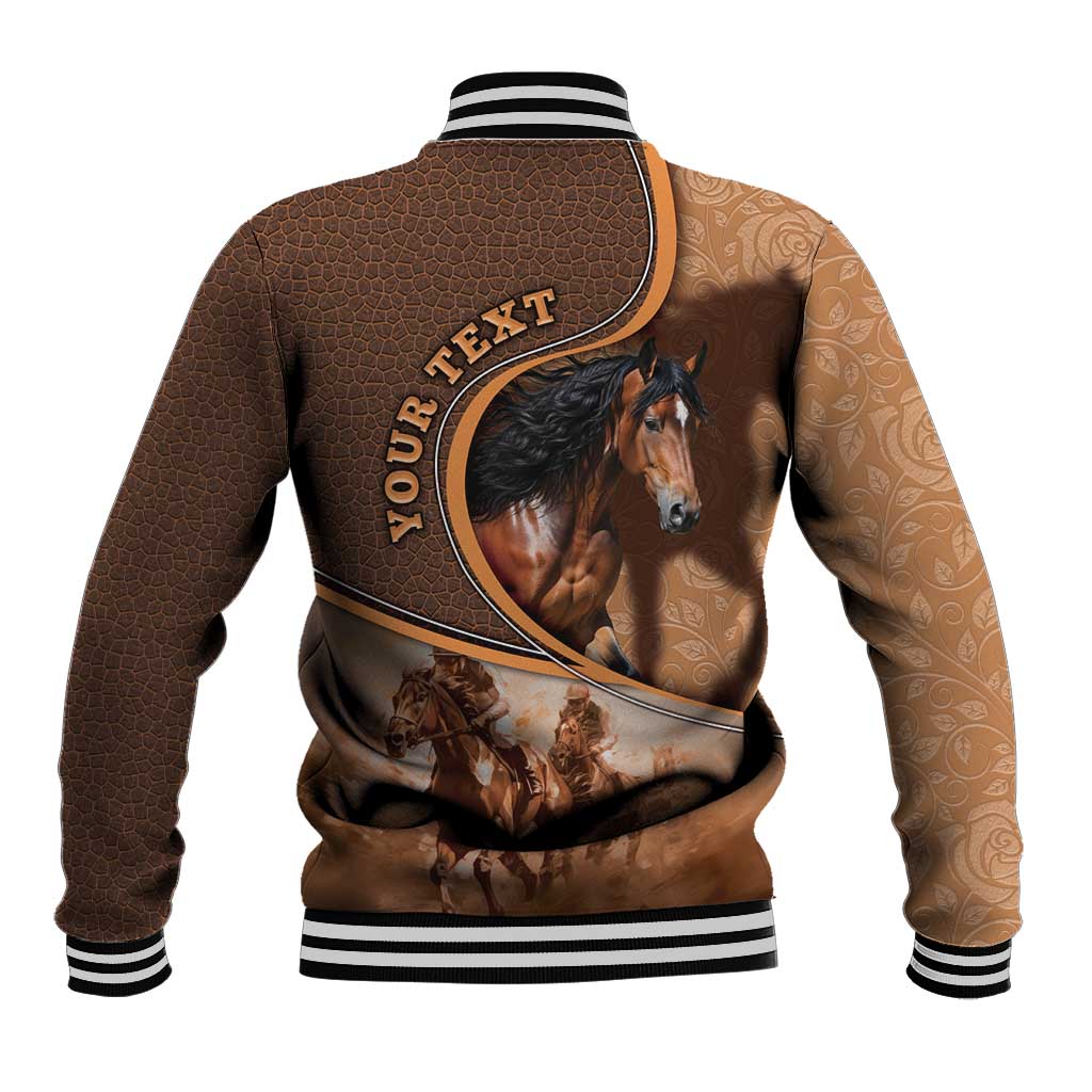 Personalized Horse Racing Baseball Jacket Royal Race Leather Effect
