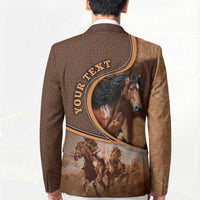 Personalized Horse Racing Blazer Royal Race Leather Effect
