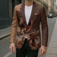 Personalized Horse Racing Blazer Royal Race Leather Effect
