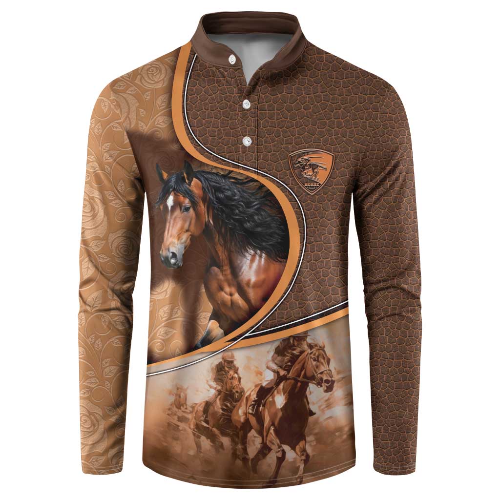 Personalized Horse Racing Button Sweatshirt Royal Race Leather Effect
