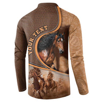 Personalized Horse Racing Button Sweatshirt Royal Race Leather Effect