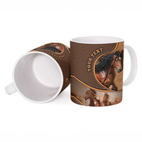 Personalized Horse Racing Ceramic Mug Royal Race Leather Effect