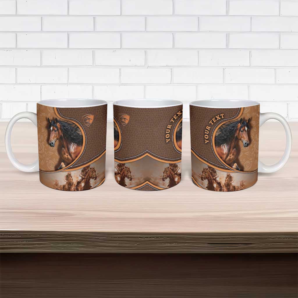 Personalized Horse Racing Ceramic Mug Royal Race Leather Effect