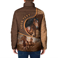 Personalized Horse Racing Padded Jacket Royal Race Leather Effect
