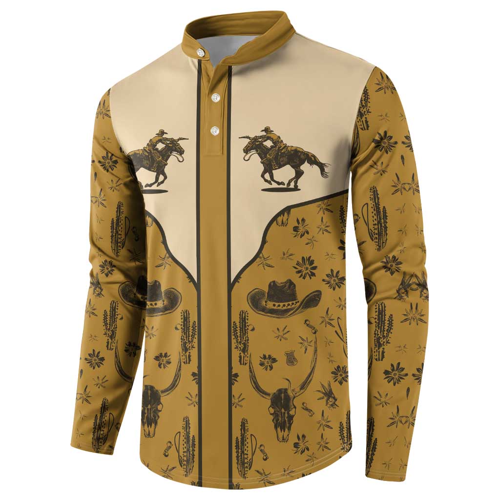 Cowboy Button Sweatshirt Horse Riding Retro Western Yoke Beige - Wonder Print Shop
