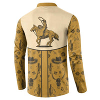 Cowboy Button Sweatshirt Horse Riding Retro Western Yoke Beige - Wonder Print Shop