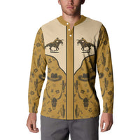 Cowboy Button Sweatshirt Horse Riding Retro Western Yoke Beige - Wonder Print Shop