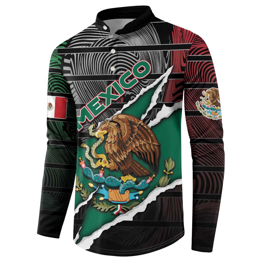 Personalized Mexico Button Sweatshirt Mexican Patriotic Eagle Emblem - Fierce National Pride - Wonder Print Shop