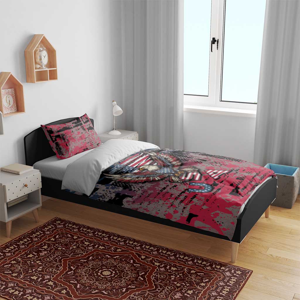 Patriotic Rebel American Bedding Set Grunge USA Eagle Flag - Wonder Print Shop