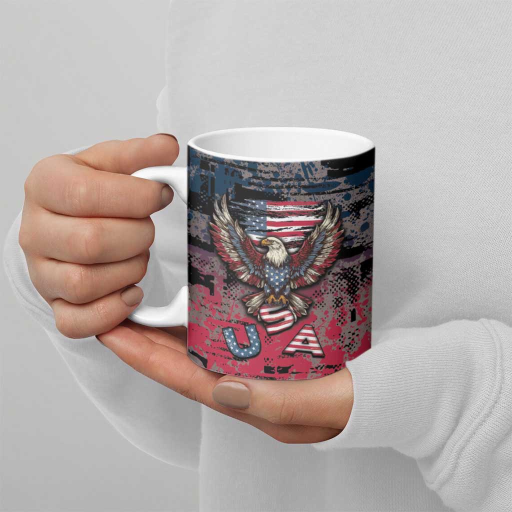 Personalized Patriotic Rebel American Ceramic Mug Grunge USA Eagle Flag - Wonder Print Shop