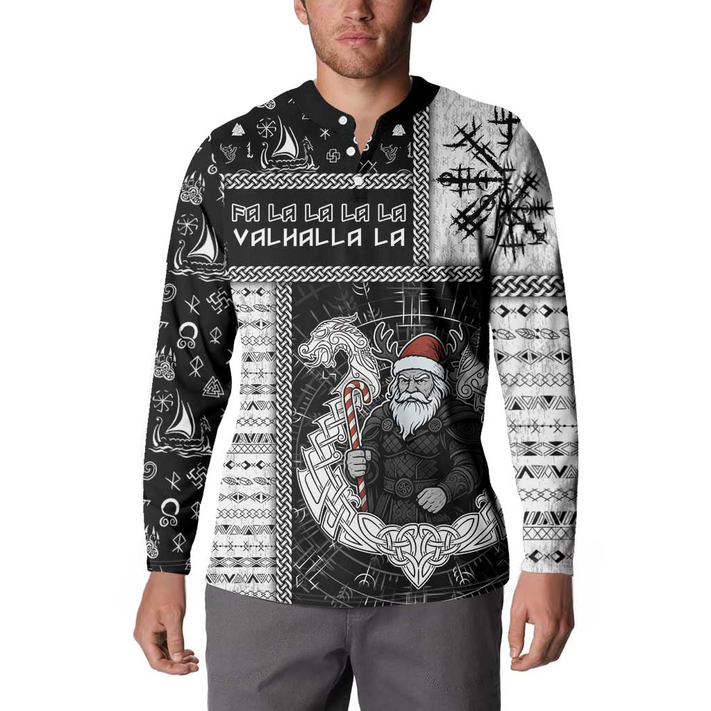 Vikings Christmas Button Sweatshirt Fa La La La Valhalla La - Wonder Print Shop