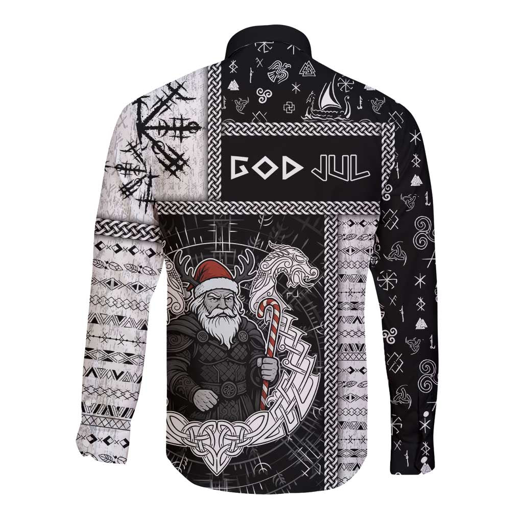 Vikings Christmas Long Sleeve Button Shirt Fa La La La Valhalla La - Wonder Print Shop
