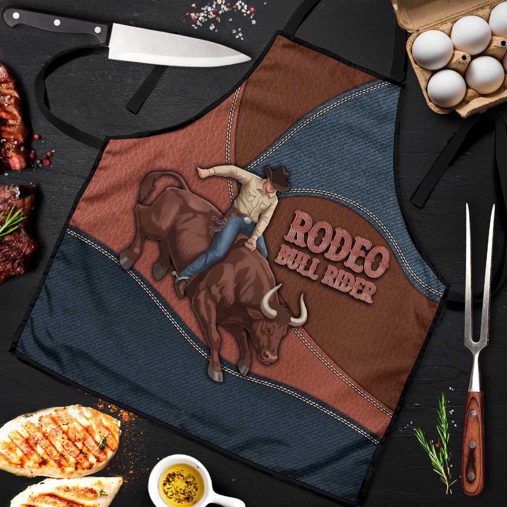 Bull Riding Apron Western Cowboy Denim And Leather Effect