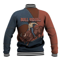 Bull Riding Baseball Jacket Western Cowboy Denim And Leather Effect