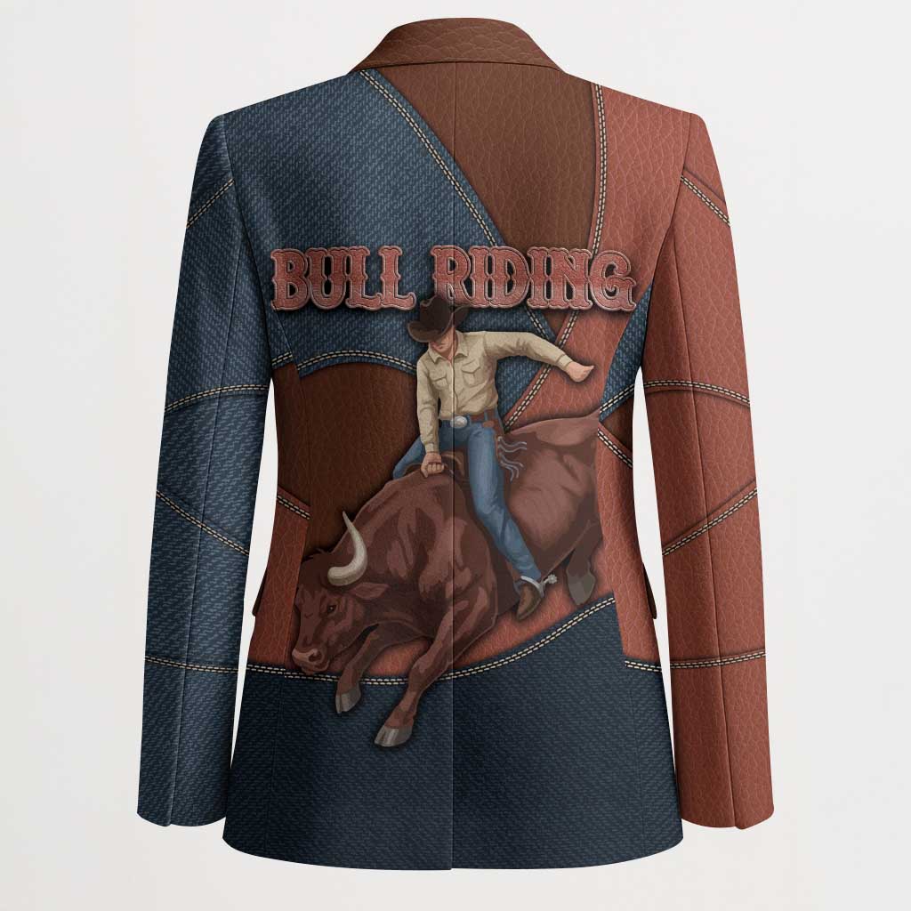 Bull Riding Blazer Western Cowboy Denim And Leather Effect