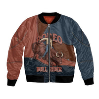Bull Riding Bomber Jacket Western Cowboy Denim And Leather Effect