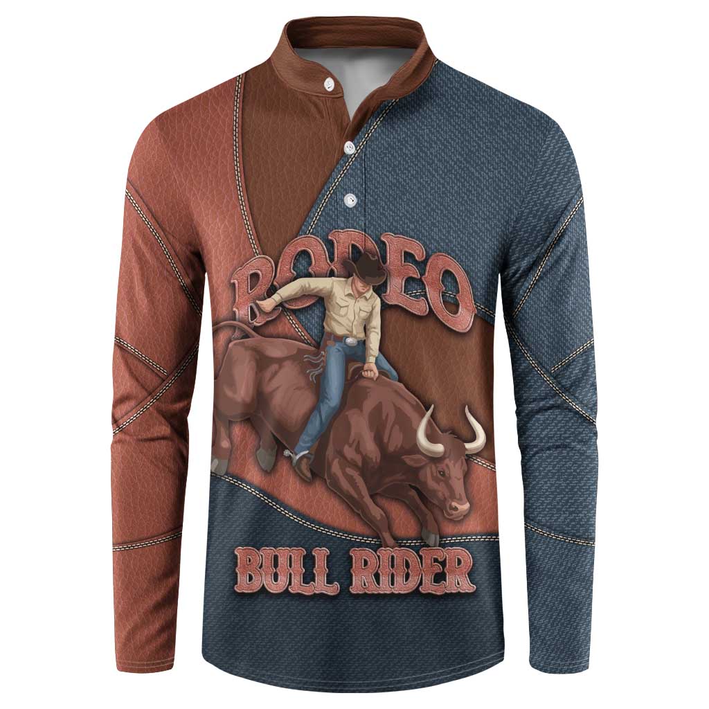 Bull Riding Button Sweatshirt Western Cowboy Denim And Leather Effect