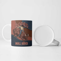 Bull Riding Ceramic Mug Western Cowboy Denim And Leather Effect