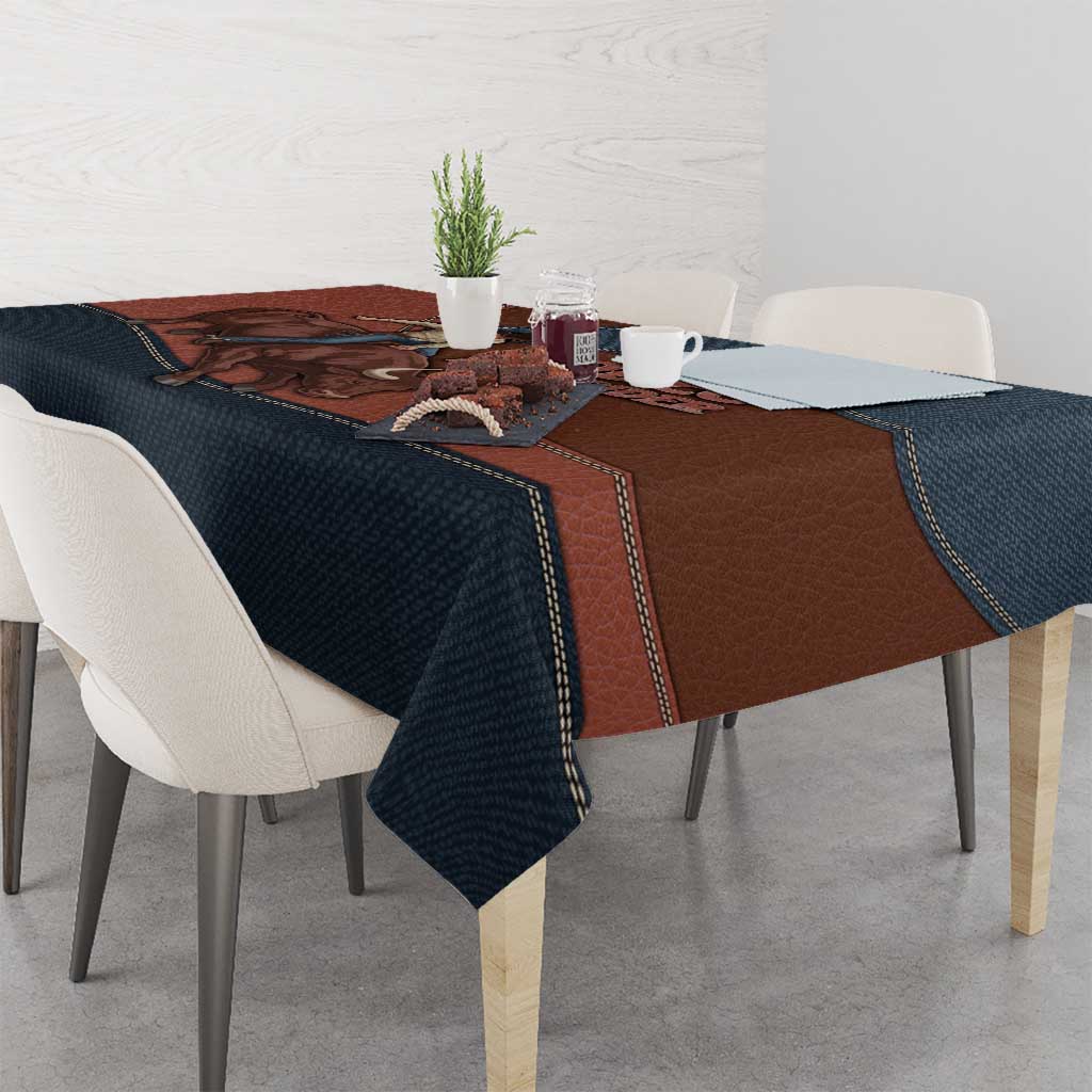 Bull Riding Tablecloth Western Cowboy Denim And Leather Effect