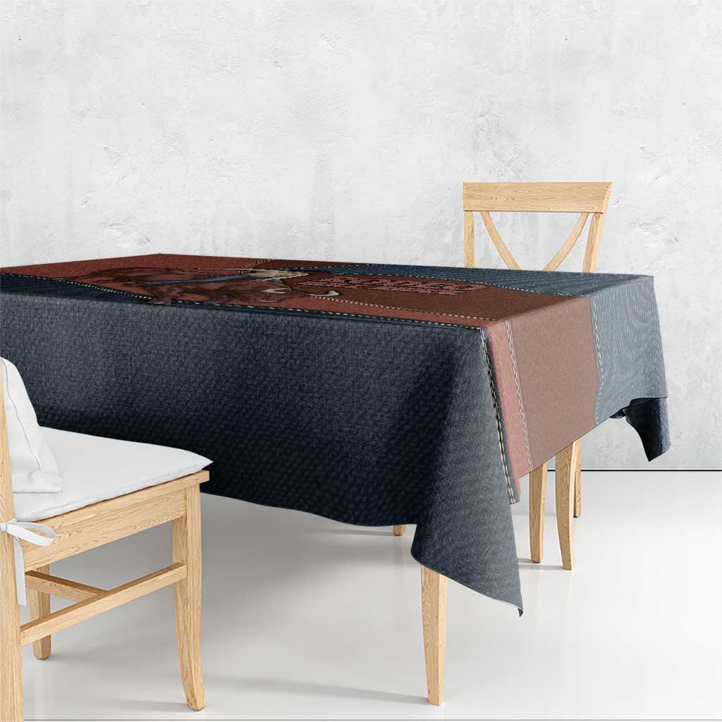 Bull Riding Tablecloth Western Cowboy Denim And Leather Effect