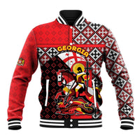 Personalized Georgia Baseball Jacket Saint George Dragon Slayer Folk Pattern