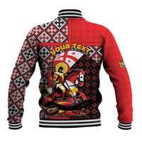 Personalized Georgia Baseball Jacket Saint George Dragon Slayer Folk Pattern