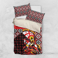 Personalized Georgia Bedding Set Saint George Dragon Slayer Folk Pattern