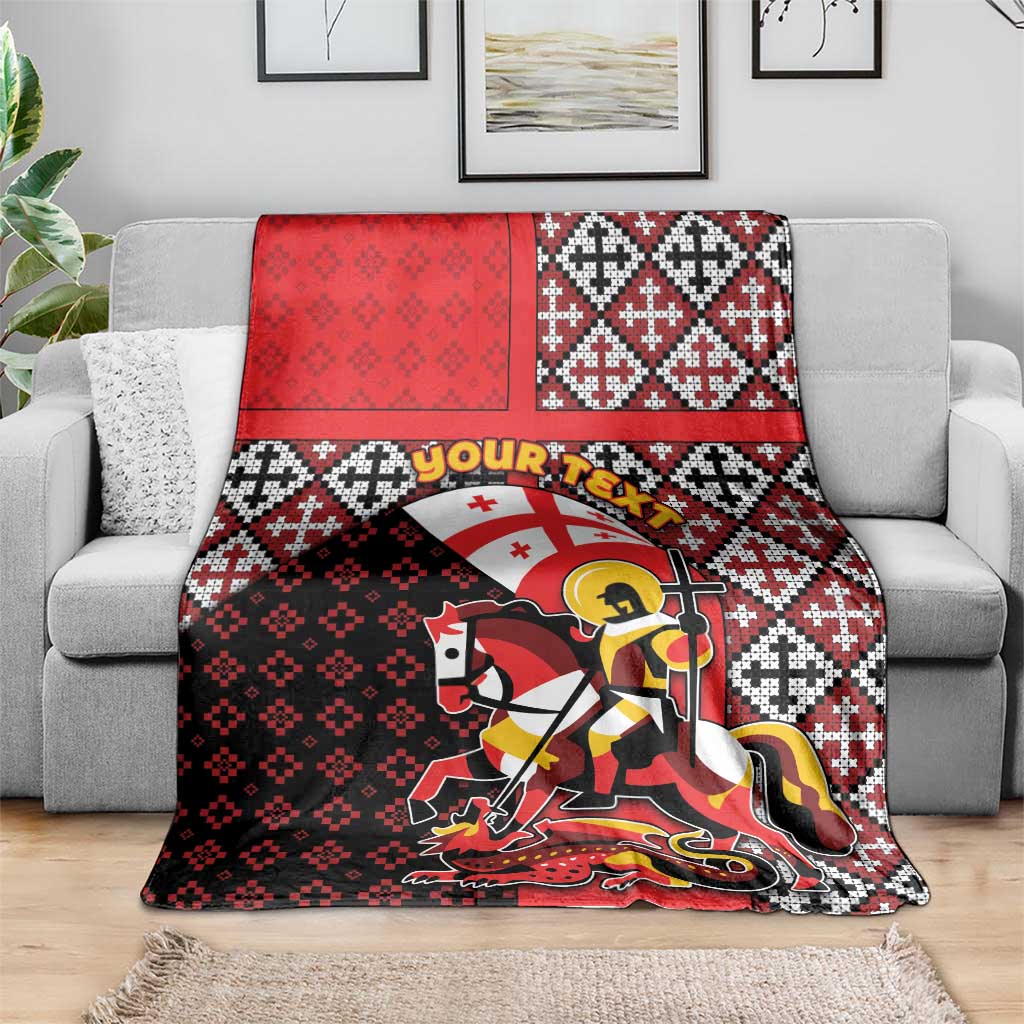 Personalized Georgia Blanket Saint George Dragon Slayer Folk Pattern
