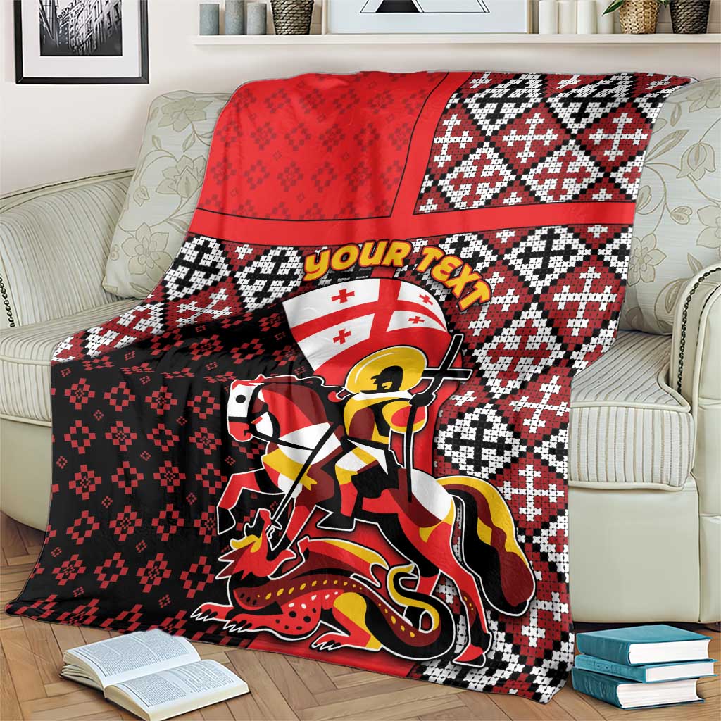 Personalized Georgia Blanket Saint George Dragon Slayer Folk Pattern