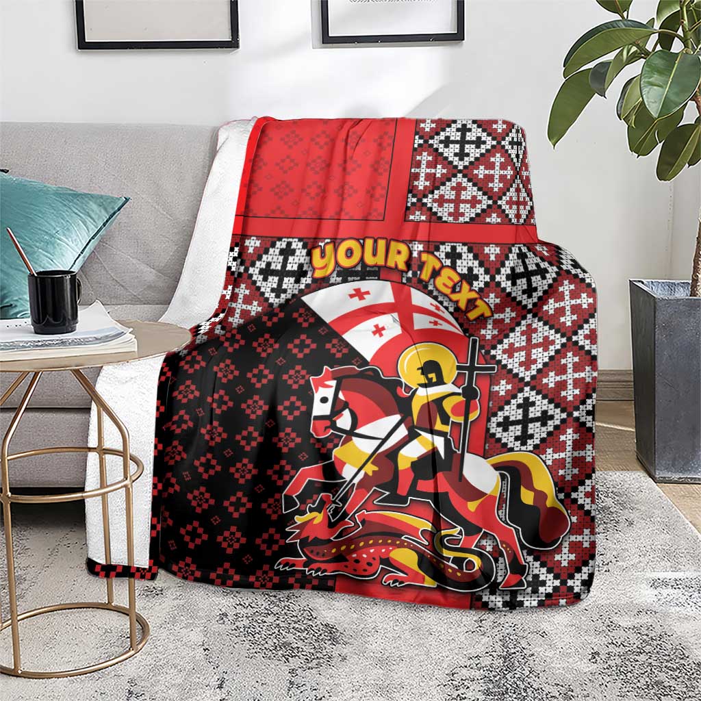 Personalized Georgia Blanket Saint George Dragon Slayer Folk Pattern