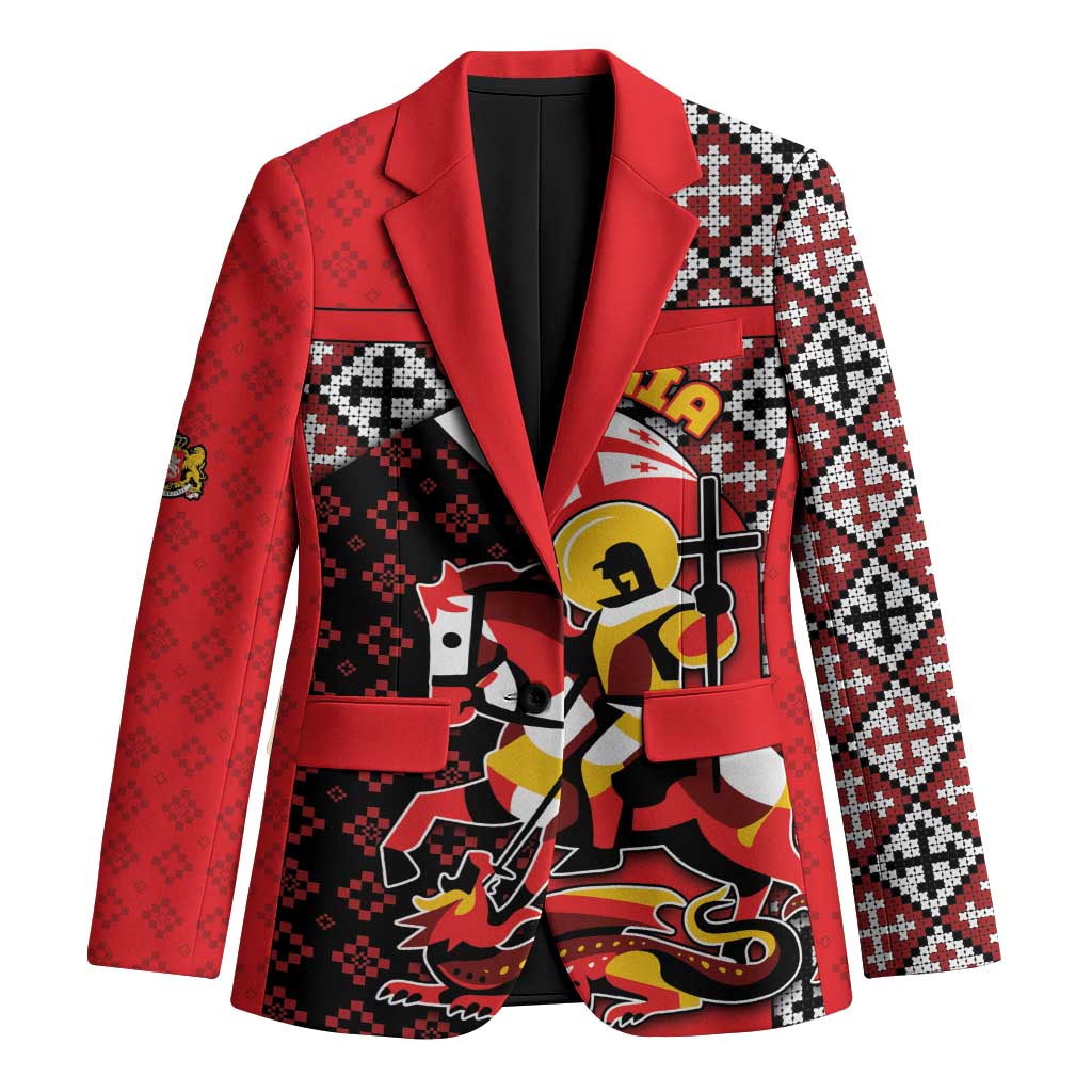 Personalized Georgia Blazer Saint George Dragon Slayer Folk Pattern
