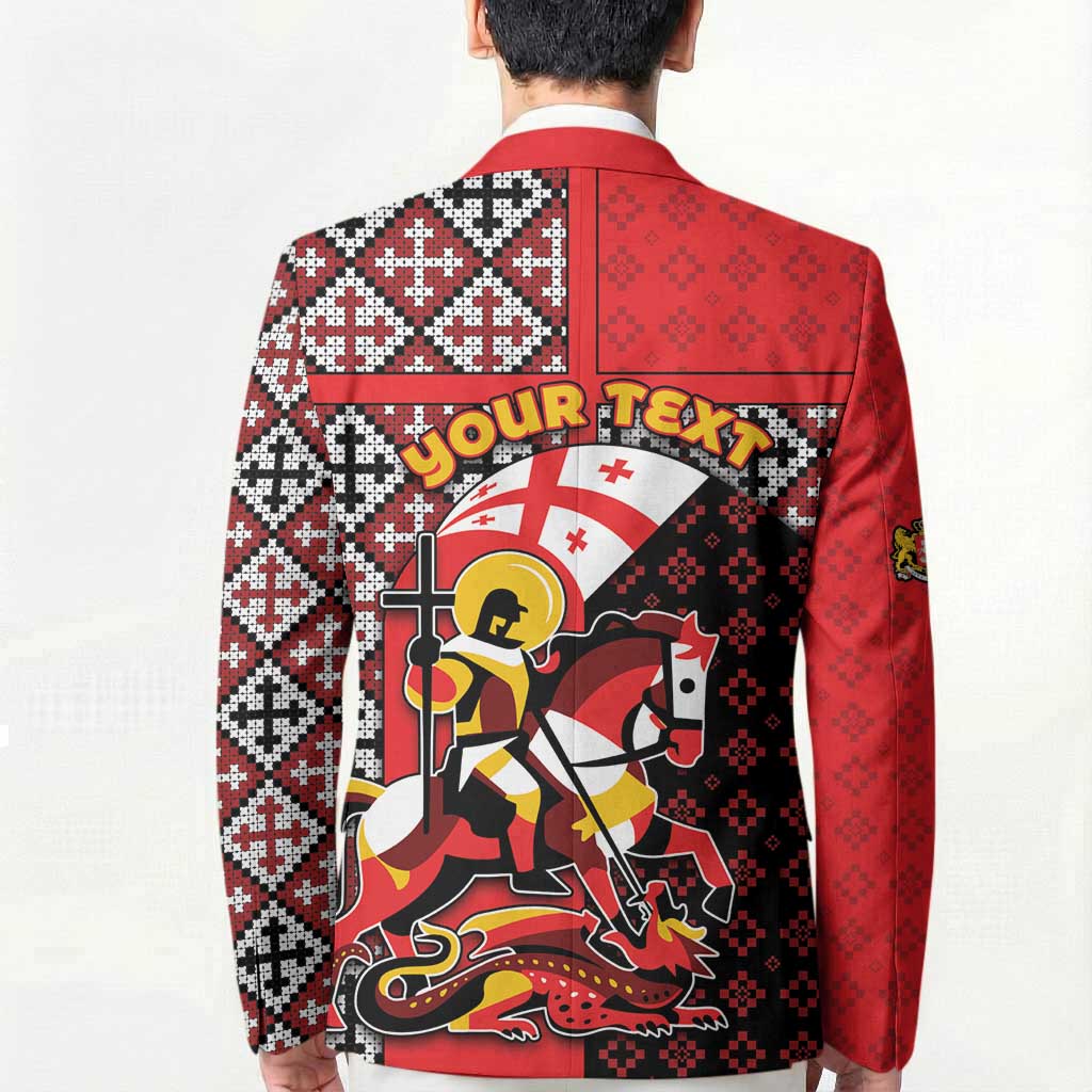 Personalized Georgia Blazer Saint George Dragon Slayer Folk Pattern