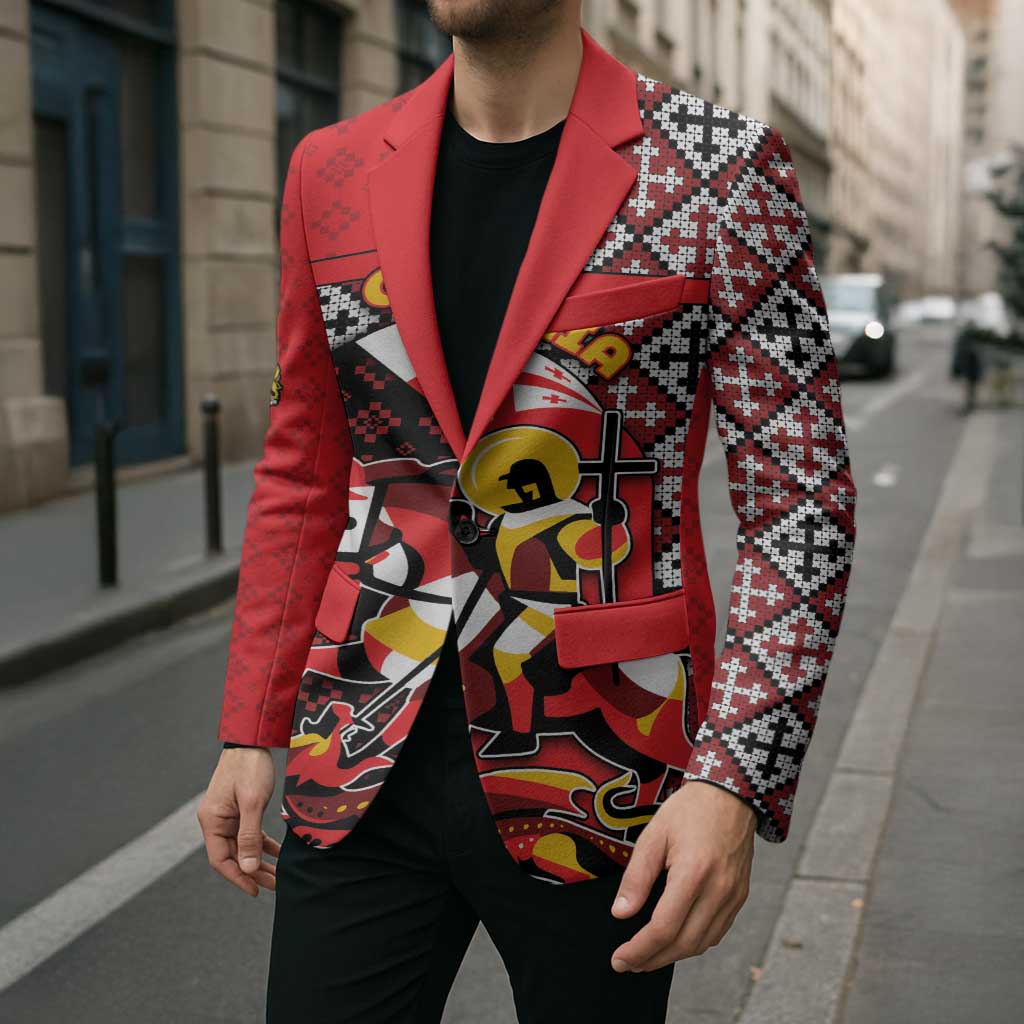 Personalized Georgia Blazer Saint George Dragon Slayer Folk Pattern
