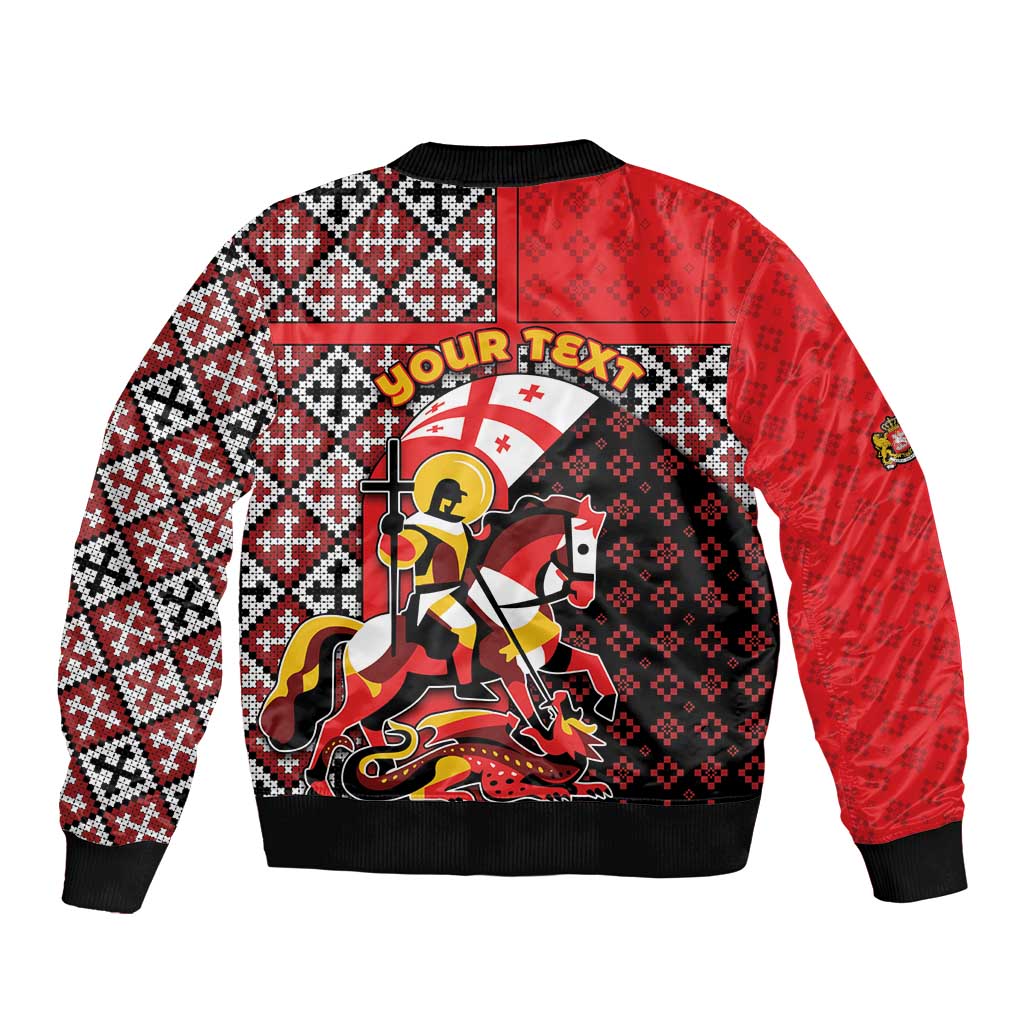 Personalized Georgia Bomber Jacket Saint George Dragon Slayer Folk Pattern