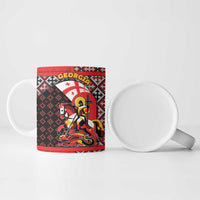 Personalized Georgia Ceramic Mug Saint George Dragon Slayer Folk Pattern